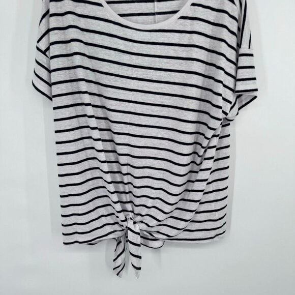 Talbots Womens size 2X Striped Linen blend knit Tie-Front Top navy white plus - Picture 3 of 10